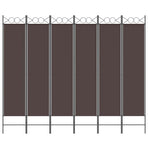 6-Panel Room Divider Brown 240x200 cm Fabric