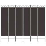 6-Panel Room Divider Brown 240x200 cm Fabric - Side View