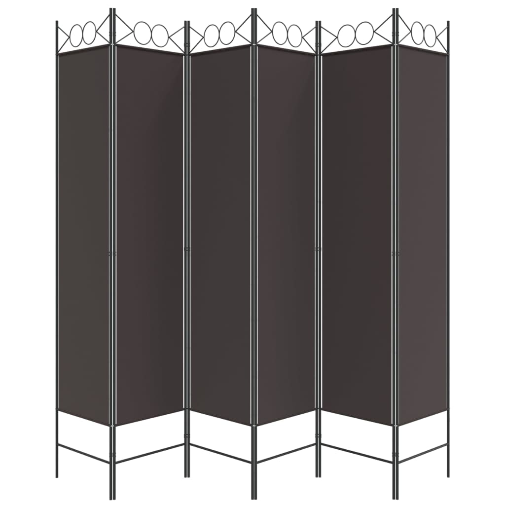 6-Panel Room Divider Brown 240x200 cm Fabric