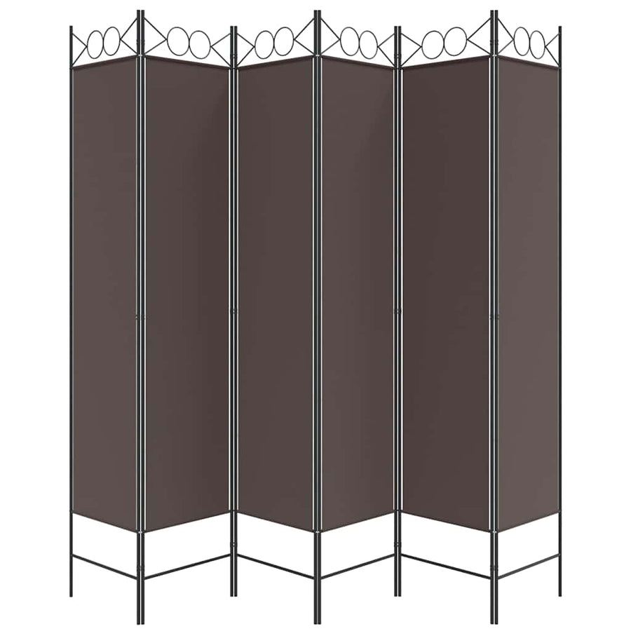 6-Panel Room Divider Brown 240x200 cm Fabric