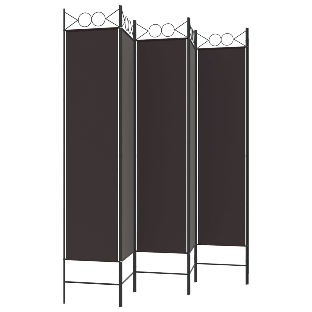 6-Panel Room Divider Brown 240x200 cm Fabric