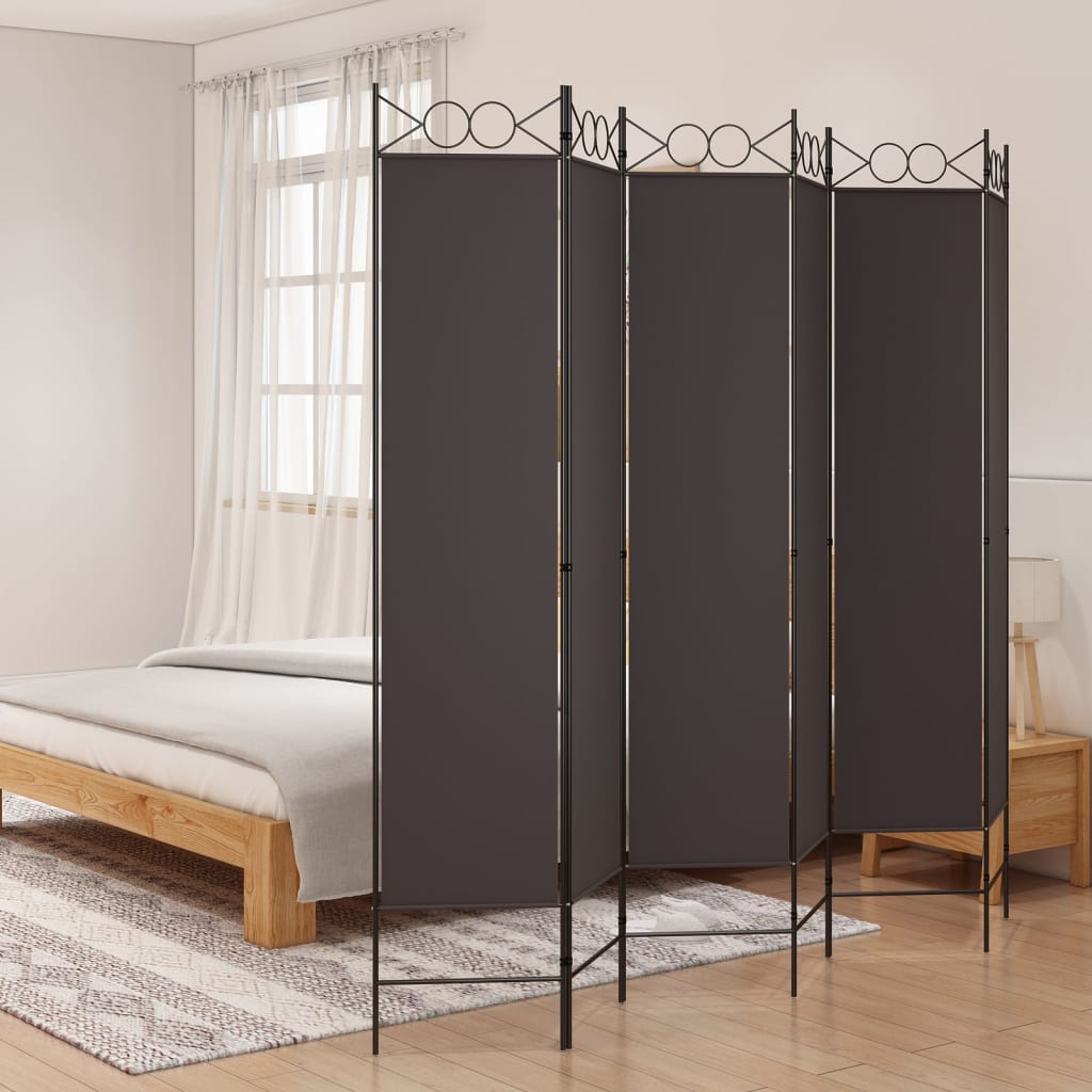 6-Panel Room Divider Brown 240x200 cm Fabric