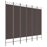 6-Panel Room Divider Brown 240x200 cm Fabric - Front View