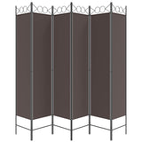 6-Panel Room Divider Brown 240x200 cm Fabric - Side View