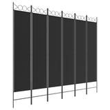 6-Panel Room Divider Black 240x200 cm Fabric - Front View