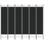 6-Panel Room Divider Black 240x200 cm Fabric