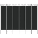 6-Panel Room Divider Black 240x200 cm Fabric - Side View
