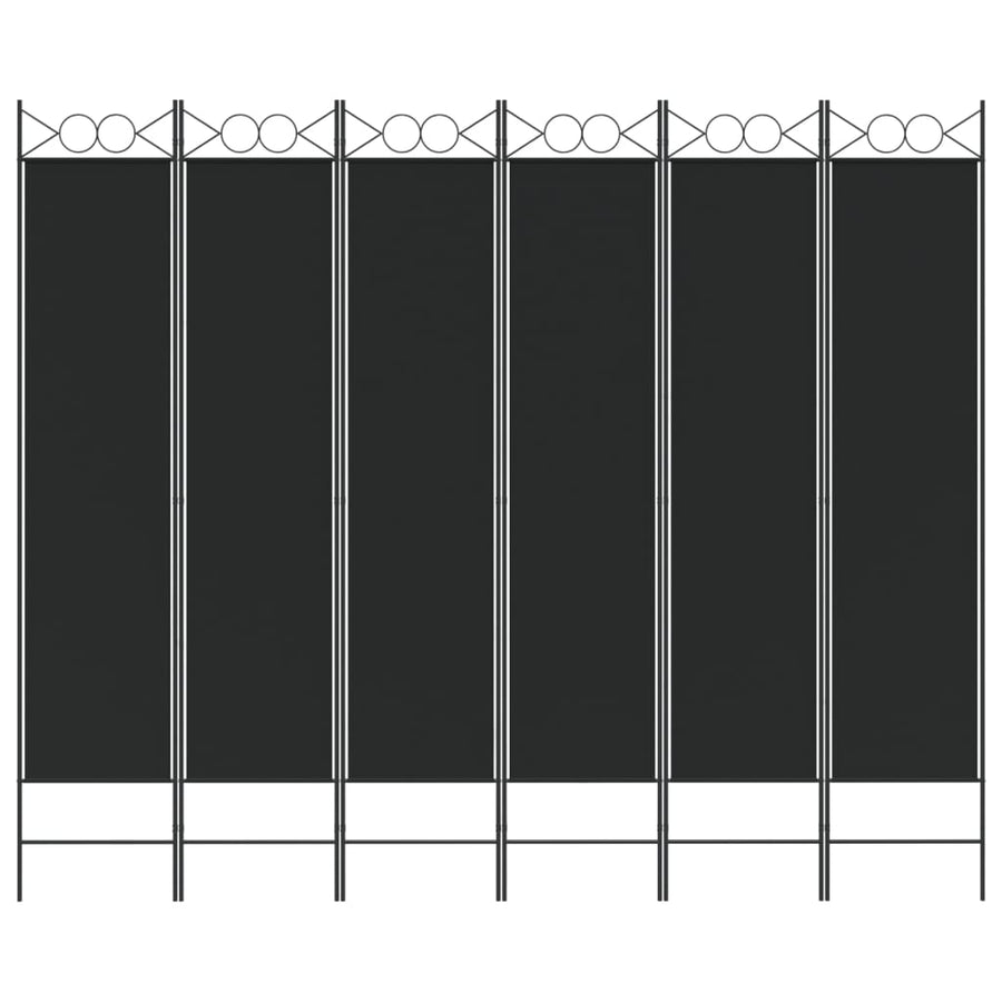 6-Panel Room Divider Black 240x200 cm Fabric