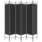 6-Panel Room Divider Black 240x200 cm Fabric