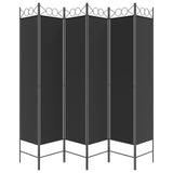 6-Panel Room Divider Black 240x200 cm Fabric - Top-Down View