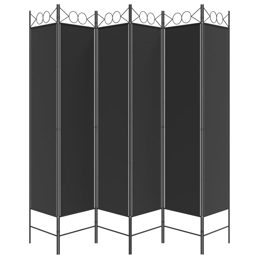 6-Panel Room Divider Black 240x200 cm Fabric