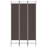 3-Panel Room Divider Brown 120x220 cm Fabric