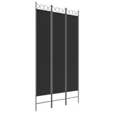 3-Panel Room Divider Black 120x220 cm Fabric - Front View