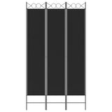 3-Panel Room Divider Black 120x220 cm Fabric - Side View