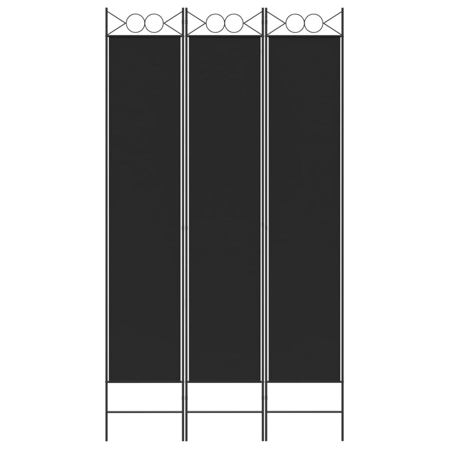 3-Panel Room Divider Black 120x220 cm Fabric