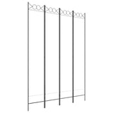 4-Panel Room Divider White 160x220 cm Fabric - Front View