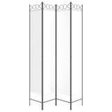 4-Panel Room Divider White 160x220 cm Fabric