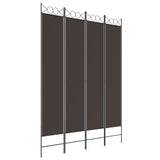 4-Panel Room Divider Brown 160x220 cm Fabric - Front View