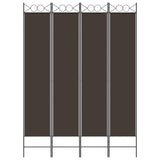 4-Panel Room Divider Brown 160x220 cm Fabric - Side View