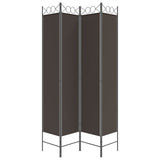 4-Panel Room Divider Brown 160x220 cm Fabric - Top-Down View