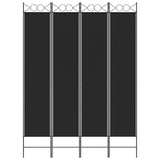 4-Panel Room Divider Black 160x220 cm Fabric
