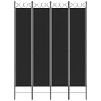 4-Panel Room Divider Black 160x220 cm Fabric