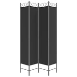 4-Panel Room Divider Black 160x220 cm Fabric - Top-Down View