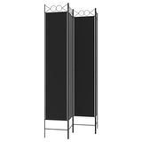 4-Panel Room Divider Black 160x220 cm Fabric - 45-Degree Angle