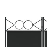 4-Panel Room Divider Black 160x220 cm Fabric - Close-Up Angle