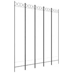 5-Panel Room Divider White 200x220 cm Fabric