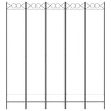 5-Panel Room Divider White 200x220 cm Fabric