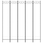 5-Panel Room Divider White 200x220 cm Fabric