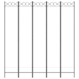 5-Panel Room Divider White 200x220 cm Fabric - Side View