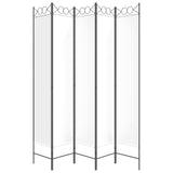 5-Panel Room Divider White 200x220 cm Fabric