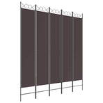 5-Panel Room Divider Brown 200x220 cm Fabric