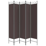 5-Panel Room Divider Brown 200x220 cm Fabric