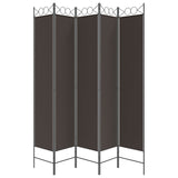 5-Panel Room Divider Brown 200x220 cm Fabric - Top-Down View