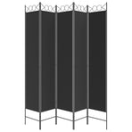 5-Panel Room Divider Black 200x220 cm Fabric