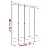 5-Panel Room Divider Black 200x220 cm Fabric - Low Angle