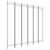 6-Panel Room Divider White 240x220 cm Fabric - Front View