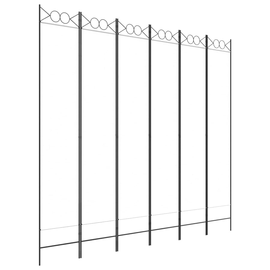 6-Panel Room Divider White 240x220 cm Fabric