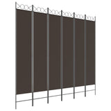 6-Panel Room Divider Brown 240x220 cm Fabric
