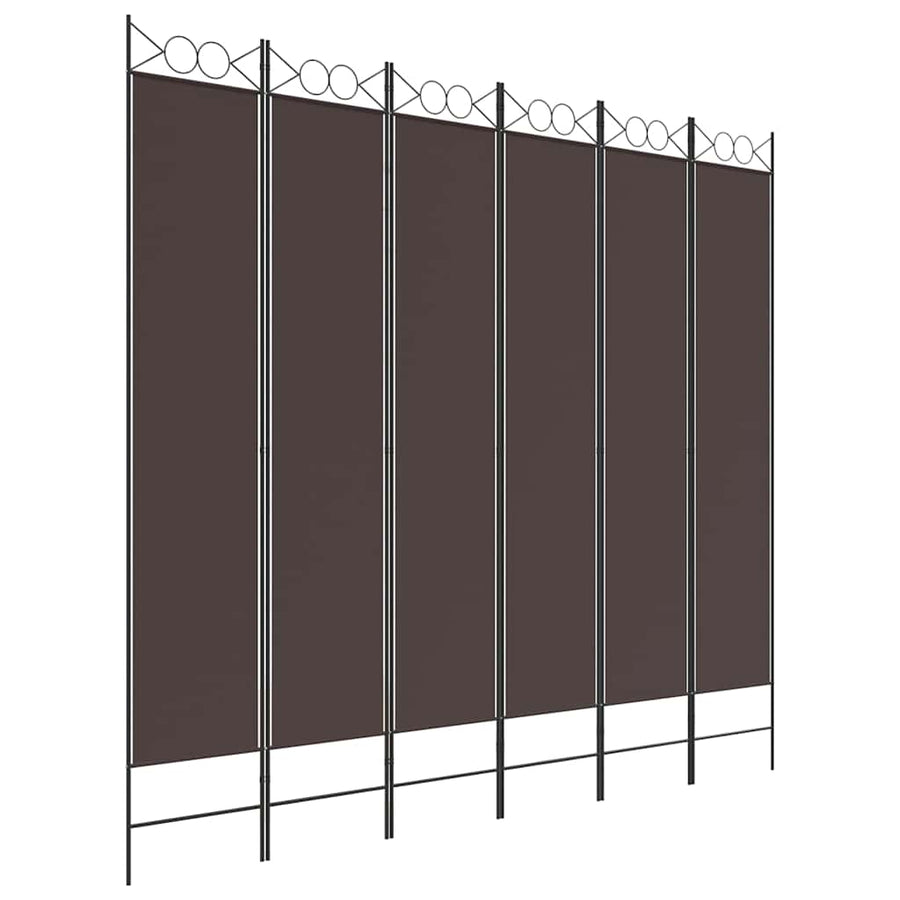 6-Panel Room Divider Brown 240x220 cm Fabric