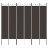 6-Panel Room Divider Brown 240x220 cm Fabric