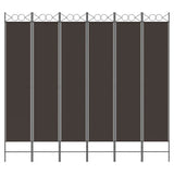 6-Panel Room Divider Brown 240x220 cm Fabric - Side View