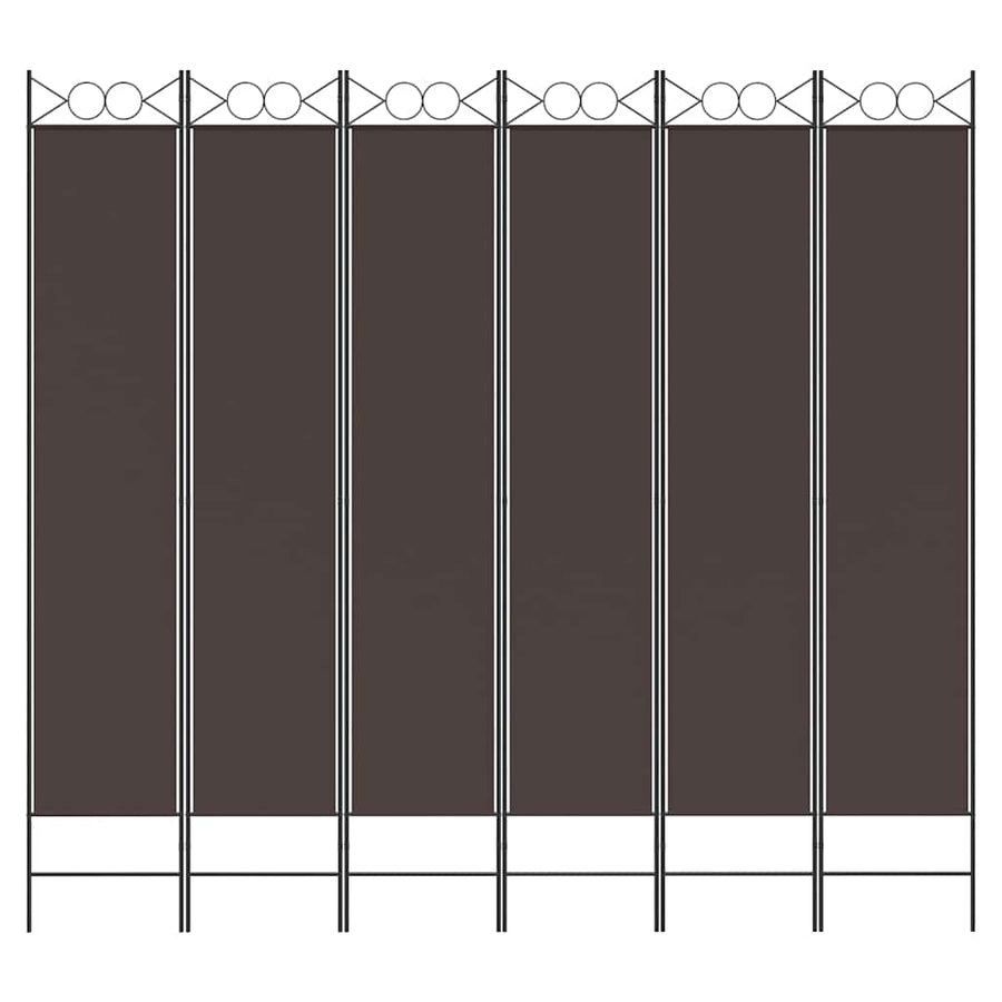 6-Panel Room Divider Brown 240x220 cm Fabric