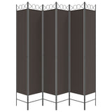 6-Panel Room Divider Brown 240x220 cm Fabric