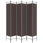 6-Panel Room Divider Brown 240x220 cm Fabric