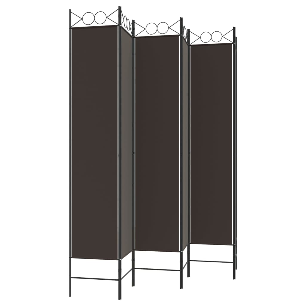 6-Panel Room Divider Brown 240x220 cm Fabric
