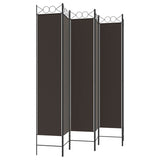 6-Panel Room Divider Brown 240x220 cm Fabric - 45-Degree Angle